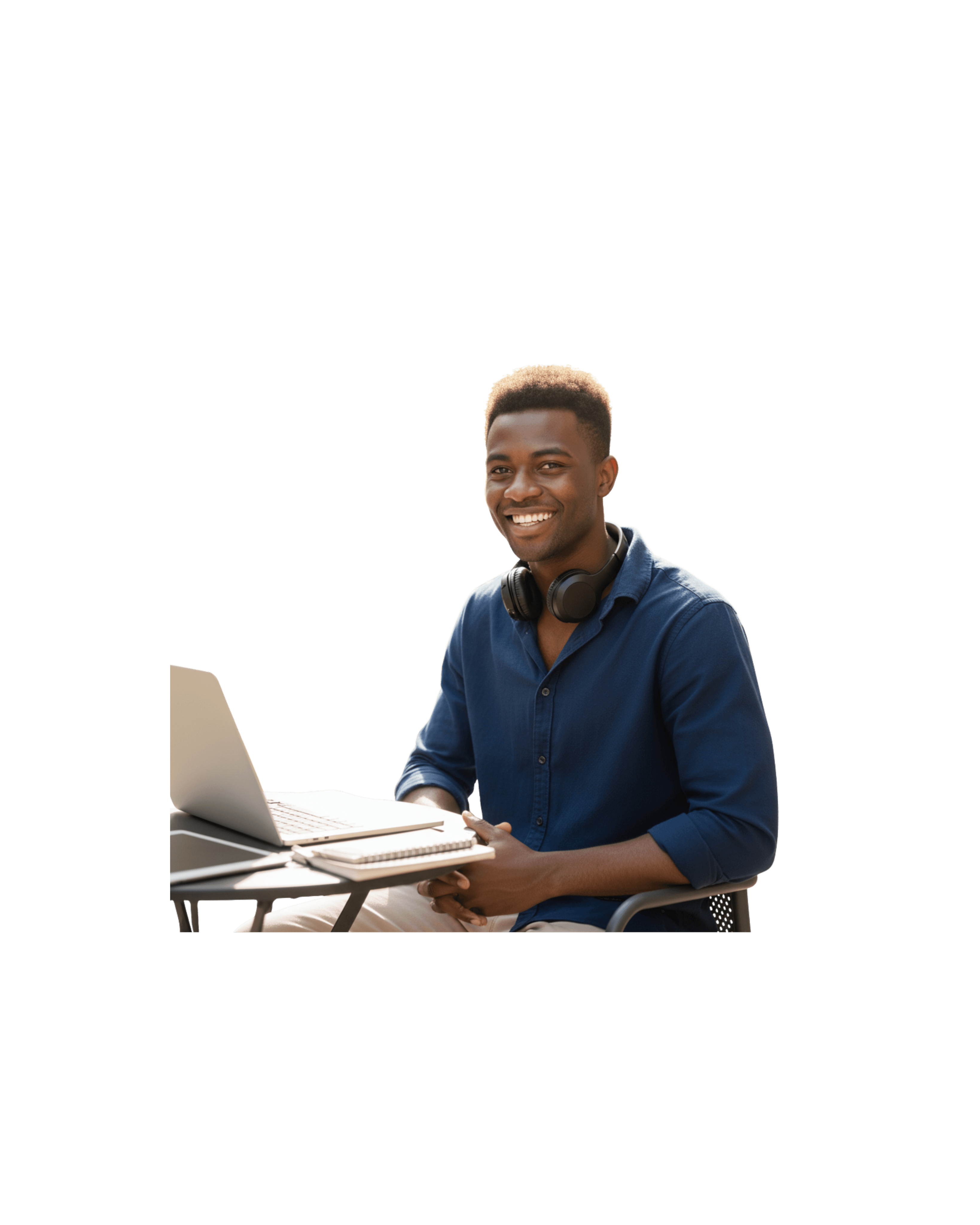 African freelancer working on laptop